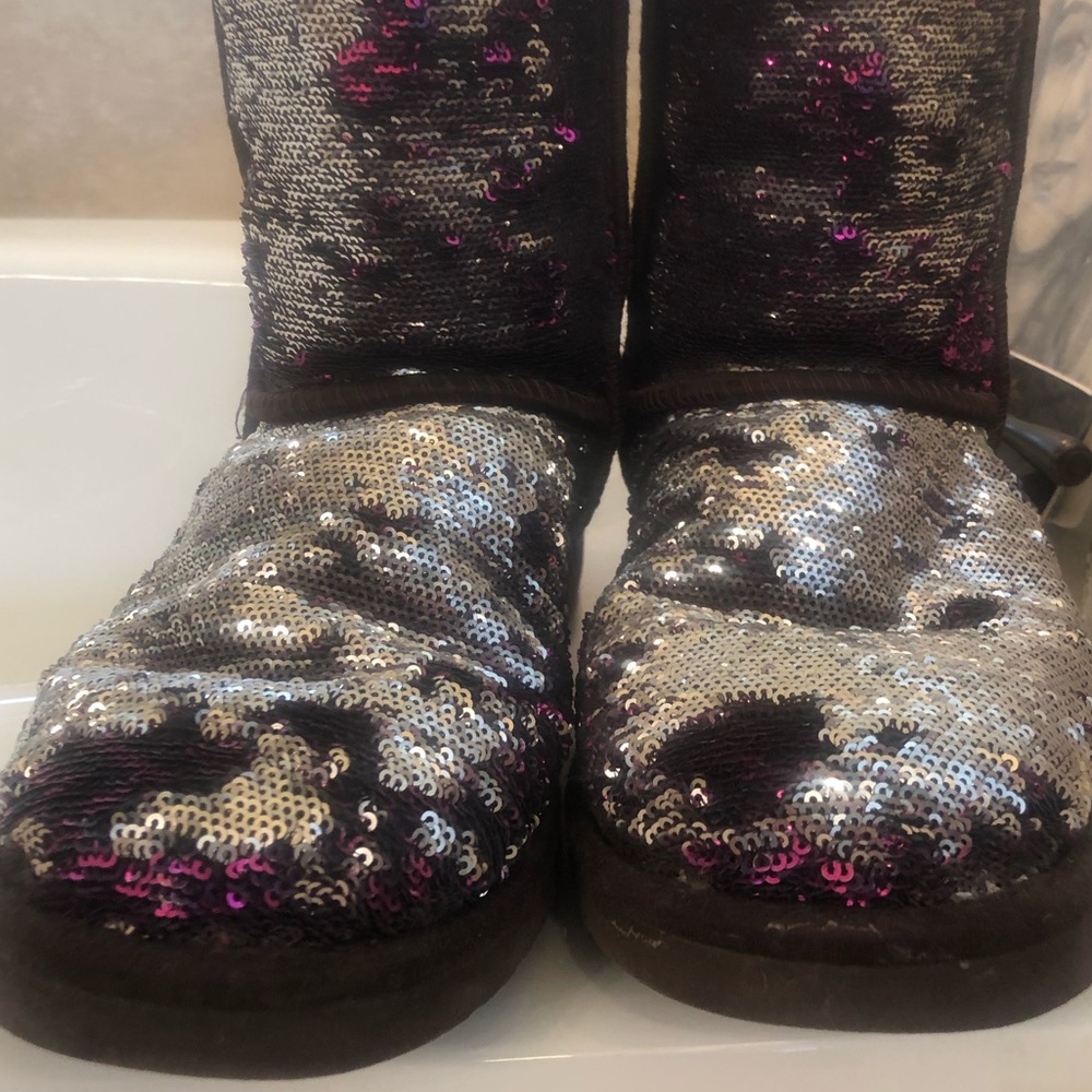 Pink/silver sequin ugg boots